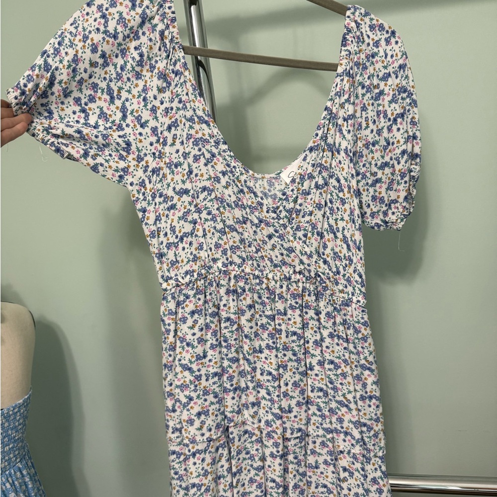 Floral Print Dress with Short Sleeves